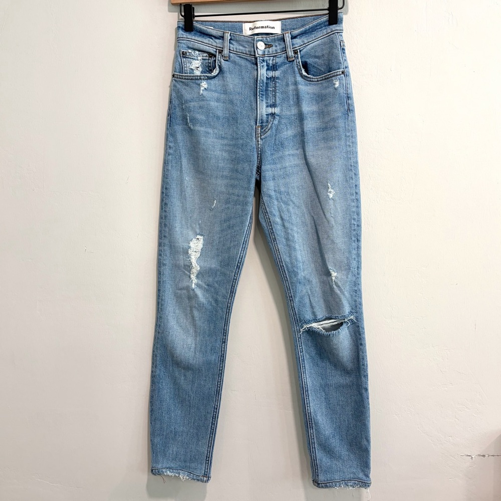 Reformation Distressed High Rise Skinny Jeans